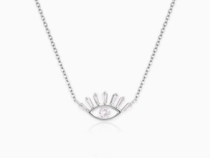 Silver Zircon Evil Eye Claw Pendant