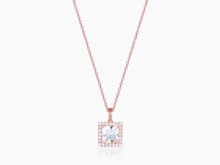 Rose Gold Snow White Pendant With Link Chain