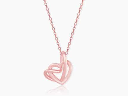 Rose Gold Double Trouble Heart Pendant With Link Chain