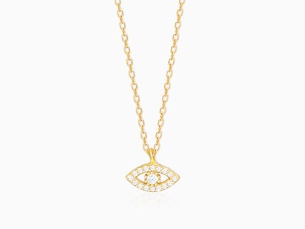Golden Evil Eye Zircon Pendant With Link Chain
