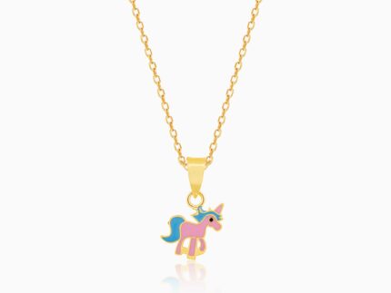 Golden Pie Unicorn Kids Pendant with Link Chain (7-10 yrs)