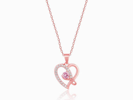 Rose Gold Music In My Heart Pendant with Link Chain
