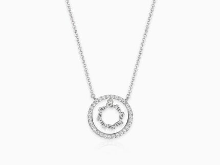 Silver Zircon Halo Necklace