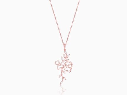 Rose Gold Exquisite Floral Pendant With Link Chain