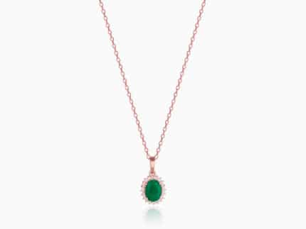 Rose Gold Evergreen Halo Pendant With Link Chain
