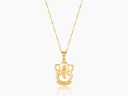 Golden Ganpati Pendant With Link Chain