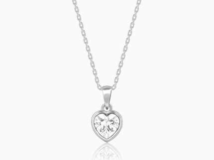 Silver Coeur Pendant with Link Chain