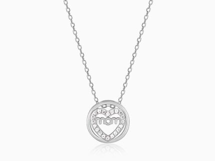 Silver Heart MOM Necklace