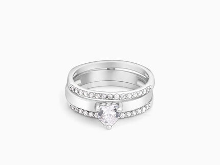 Silver Radiant Heart 2-in-1 Rings