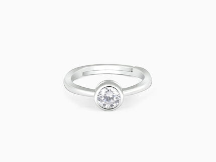 Silver Zircon Classic Circular Ring