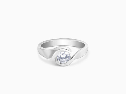 Silver Solitaire Twist Ring