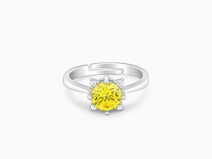 Silver Amber Bloom Ring