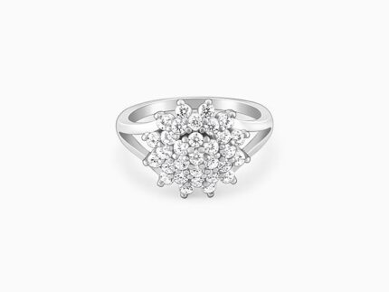 Silver Shiny Cluster Ring