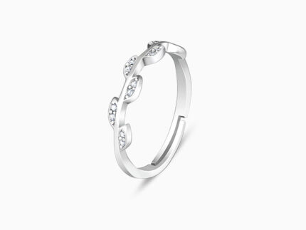 Silver Zircon Vine Shine Ring