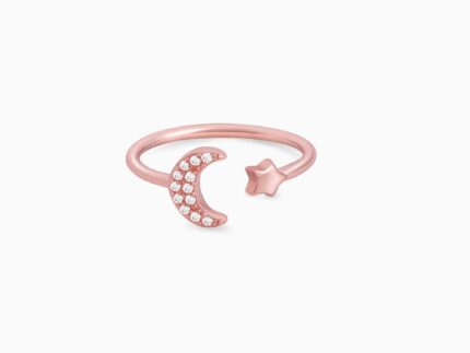 Rose Gold Moon-Star Constellation Ring