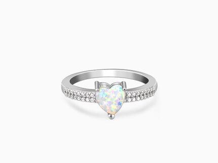 Silver Opal Heart Ring
