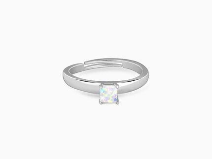 Silver Opal Square Ring