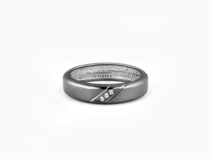 Black Rhodium Zirconia Band For Him