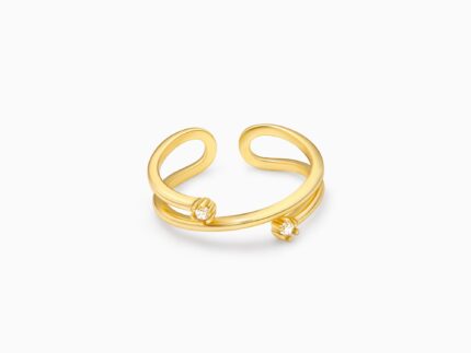 Golden Twist & Turn Zircon Ring