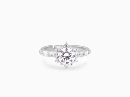 Silver Zircon Flower Rennaissance Ring