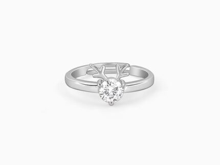 Silver Fawn Heart Ring