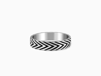 Oxidised Silver Chevron Ring For Him