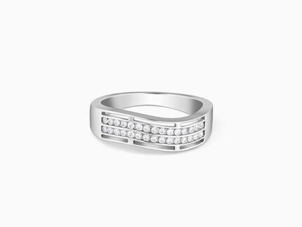 Silver Shimmer Wave Ring For Him