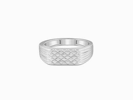 Silver Textured Edge Ring For Him