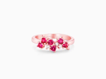 Rose Gold Pink and White Waves Ring