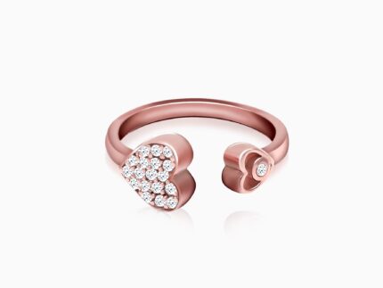 Rose Gold Sparkling Heart Ring