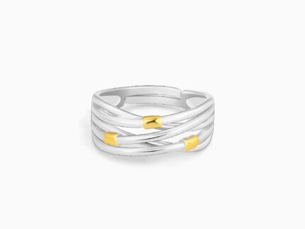 Silver and Golden Weave Ring
