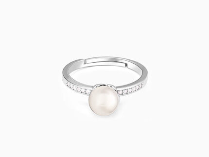Silver Pearl Flower Ring