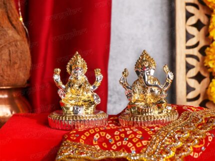 Ganesh Lakshmi Murti Set - Gold & Silver Plated
