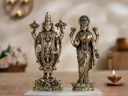 Brass Lord Balaji with Mata Lakshmi For Pooja Room (6 Inch)