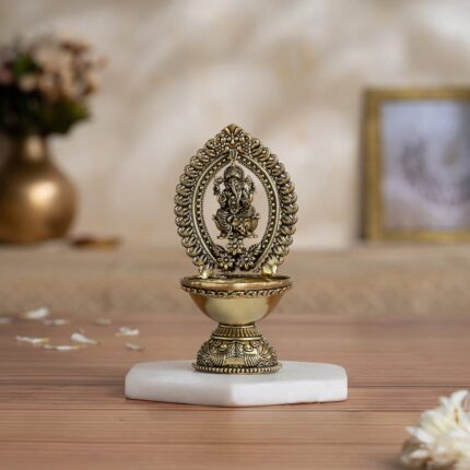 Divine Brass Ganesha Diya (4.5 Inch)