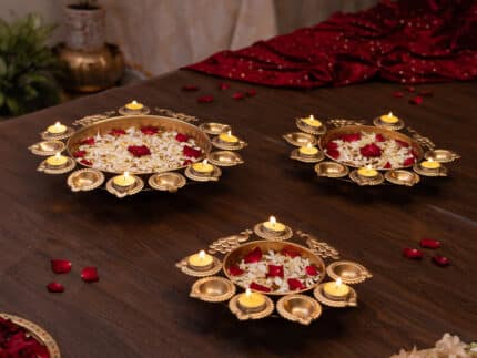 Diya Holder Peacock Urli Bowl (Set of 3)