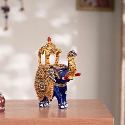 Decorative Meenakari Elephant Ambari Statue