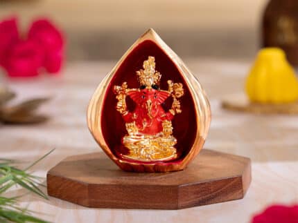 Modak Ganesha Murti for Car Dashboard - Gold Plated (3 Inch)