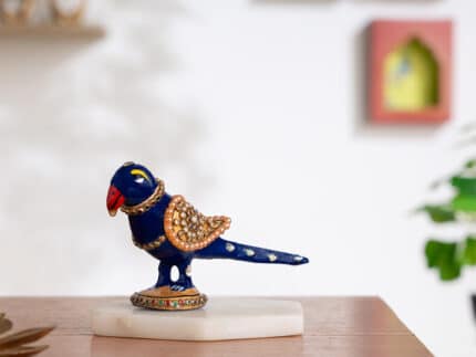 Vibrant Meenakari Parrot Statue for Home (3 Inch)