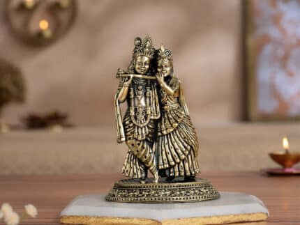 Brass Radha Krishna Murti With Tribhanga Posture (5 Inch)