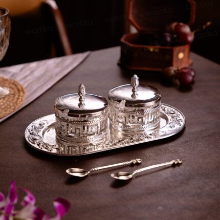 Mukhwas Tray Bowl Set for Serving - German Silver (11.2 Inch)