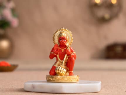Sinduri Hanuman Murti - Gold Plated