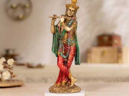 Krishna Standing Statue Antique Murti (10 Inch)