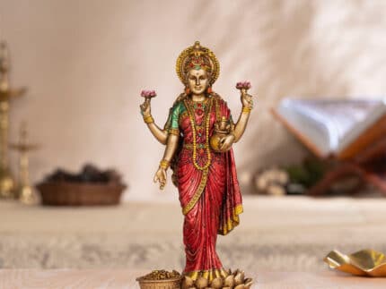 Maa Lakshmi Idol Standing Antique Murti (10 Inch)