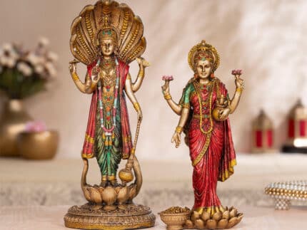 Lord Vishnu & Maa Lakshmi Standing Antique Murti Set