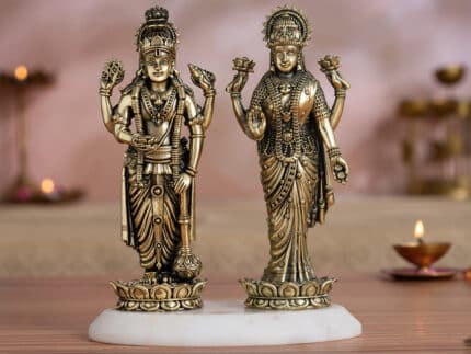 Brass Standing Vishnu Lakshmi Idol Pair (6 Inch)
