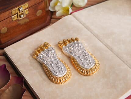 Maa Lakshmi's Charan Paduka - Gold & Silver Plated (3 Inch)