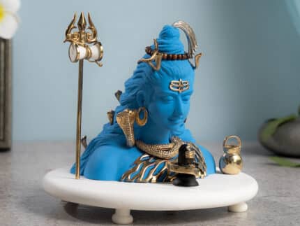 Luxurious Blue Neelkanth Shiva Idol - Gold Plated (6.25 Inch)
