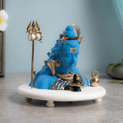 Luxurious Blue Neelkanth Shiva Idol - Gold Plated (6.25 Inch)
