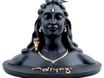 Adiyogi Shiva Idol – Black Resin Statue with Golden Detailing (Home Decor & Meditation Gift)